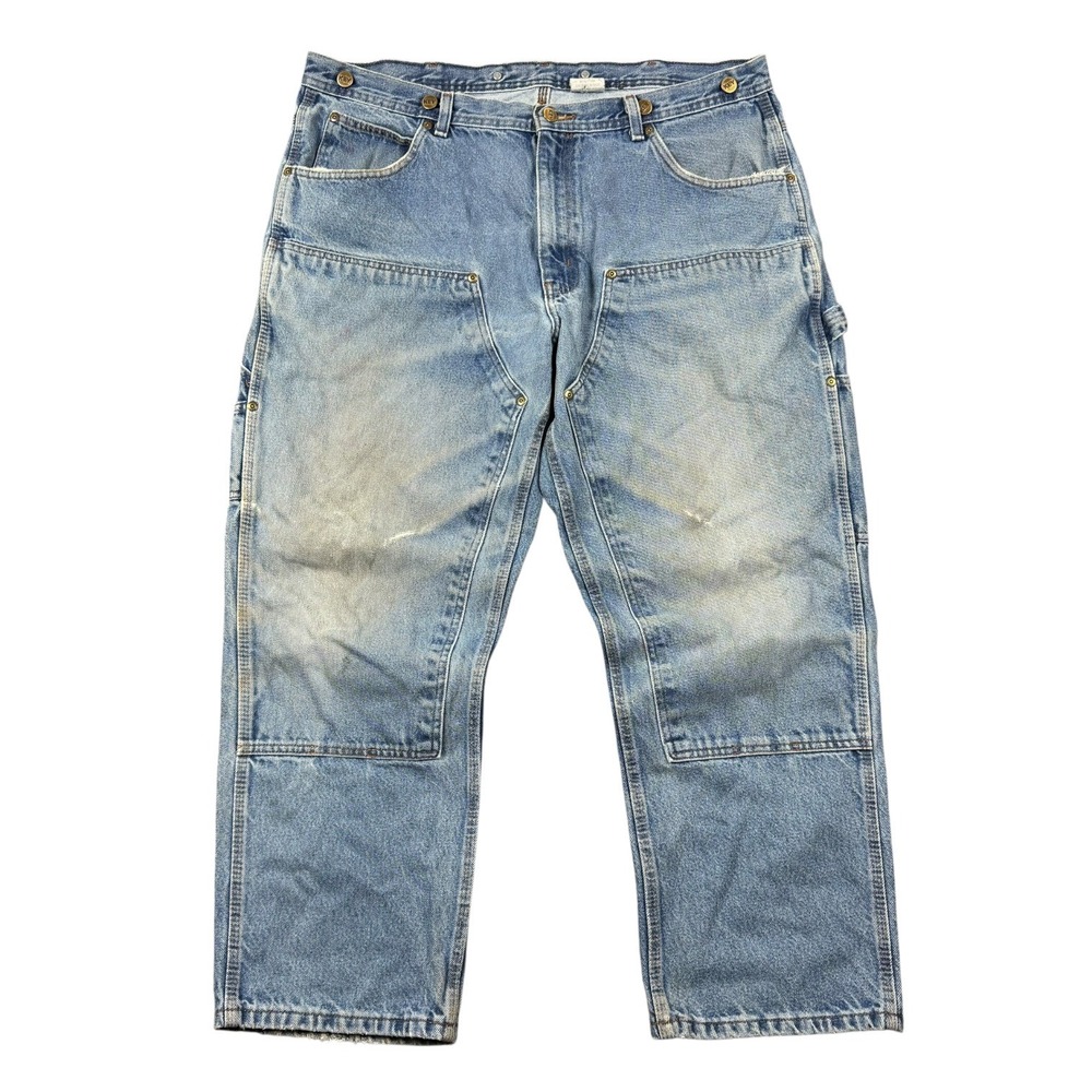 Key Double Knee Jeans Men 40x30 (38x29) Denim Workwear Faded Carpenter Vintage